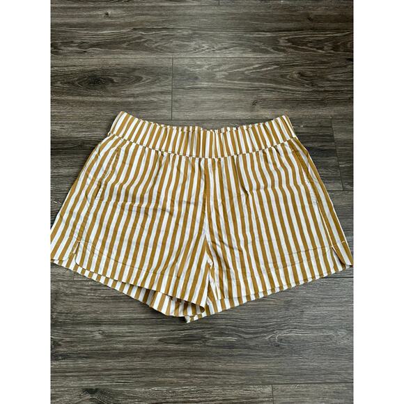 AYR STAYCATION SHORTS brown camel tan white stripe size Large XL - Picture 1 of 8